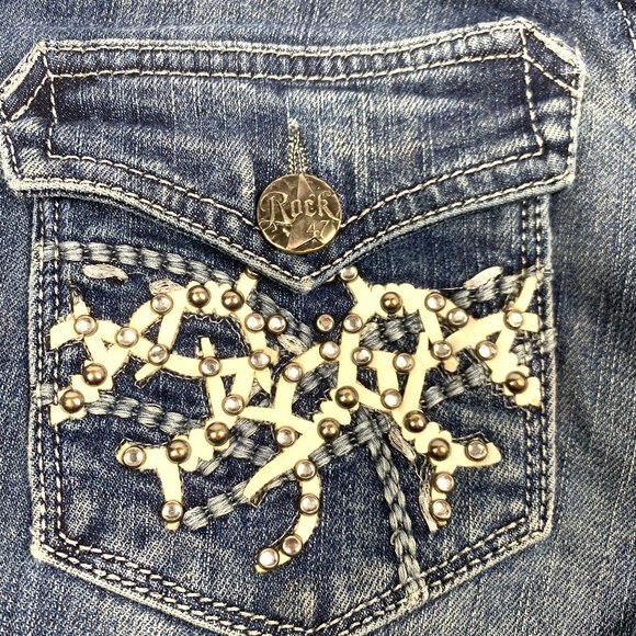 Wrangler Rock 47 Low Rise Flared Studded Jeans - Women's Size 1 - Picture 5 of 14